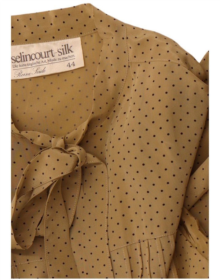 ВИНТАЖНОЕ женское платье макси с завязками спереди и длинными рукавами, EU 44 XL, коричневое в пятнышко