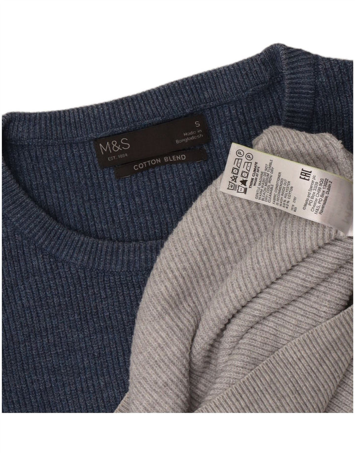 Мужской джемпер с круглым вырезом Marks & Spencer, маленький серый с цветными блоками