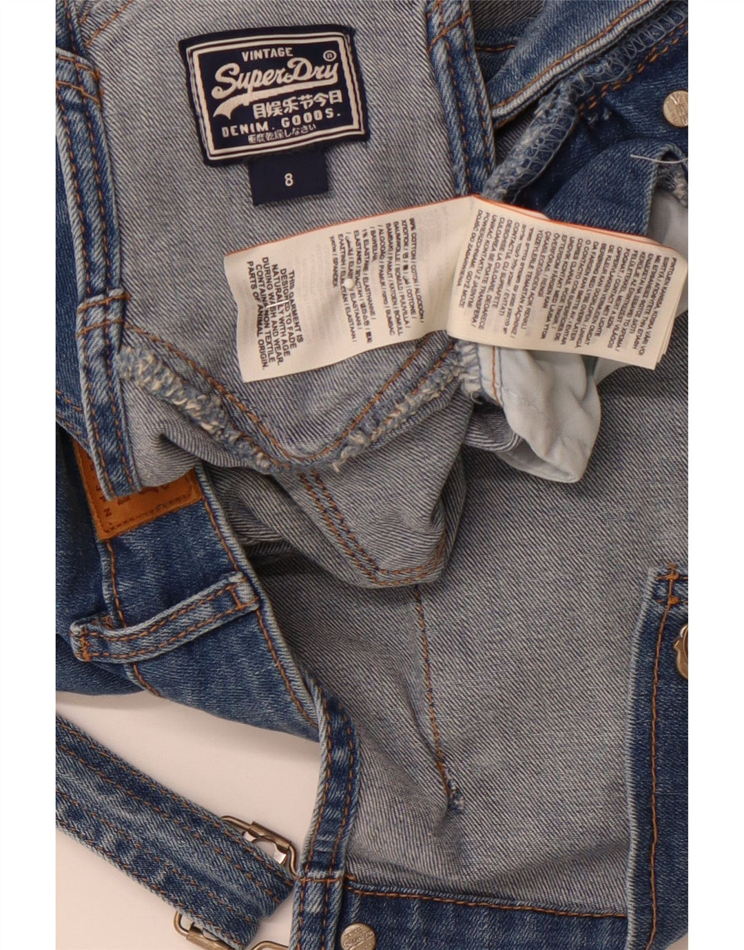Женские джинсовые комбинезоны SUPERDRY, Великобритания, 8, маленькие, W28, синие, хлопок