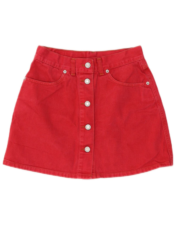 Benetton Женская мини-юбка джинсовая IT 44 Medium W26 Красный хлопок