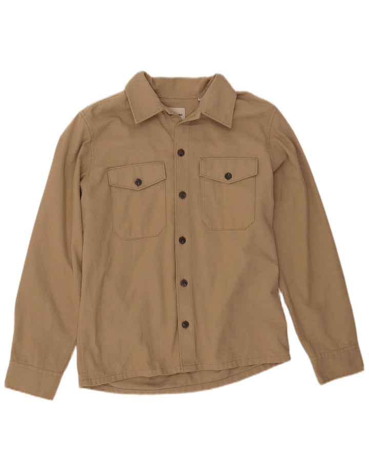 Мужская фланелевая рубашка JACK & JONES, маленькая, бежевый, хлопок