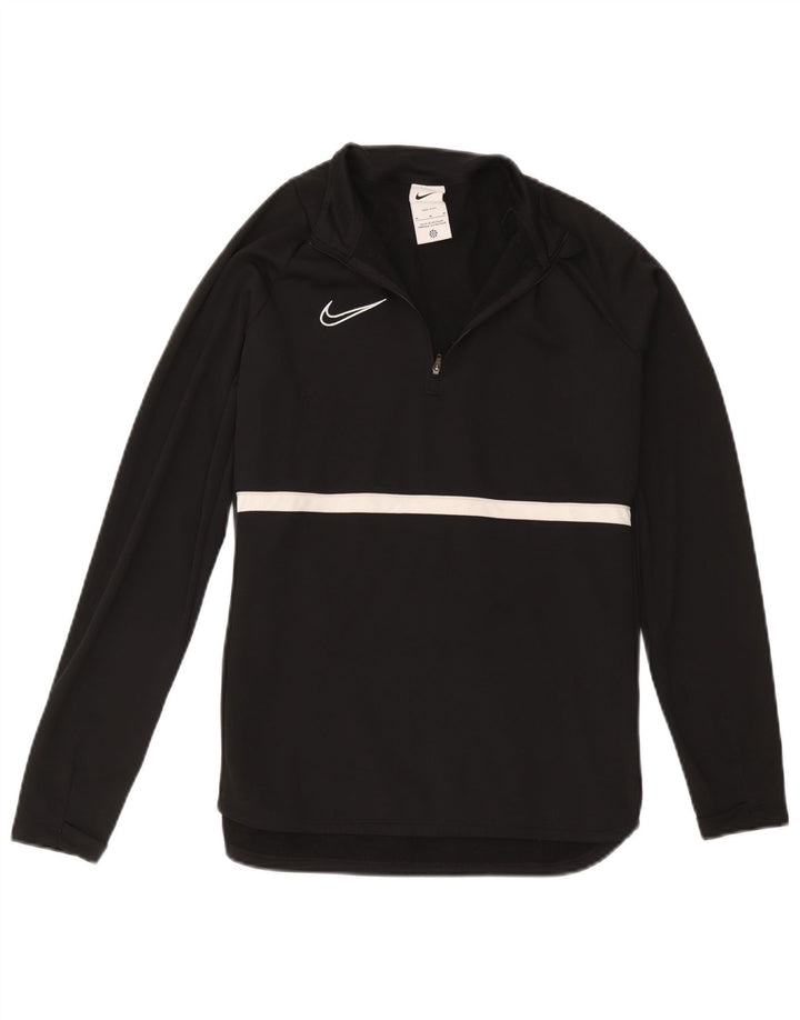 Мужской пуловер с воротником на молнии Nike Dri Fit, спортивный костюм среднего размера, черный с цветными блоками
