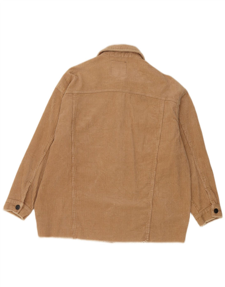 Женская вельветовая куртка оверсайз Zara UK 10, маленький размер, коричневый хлопок