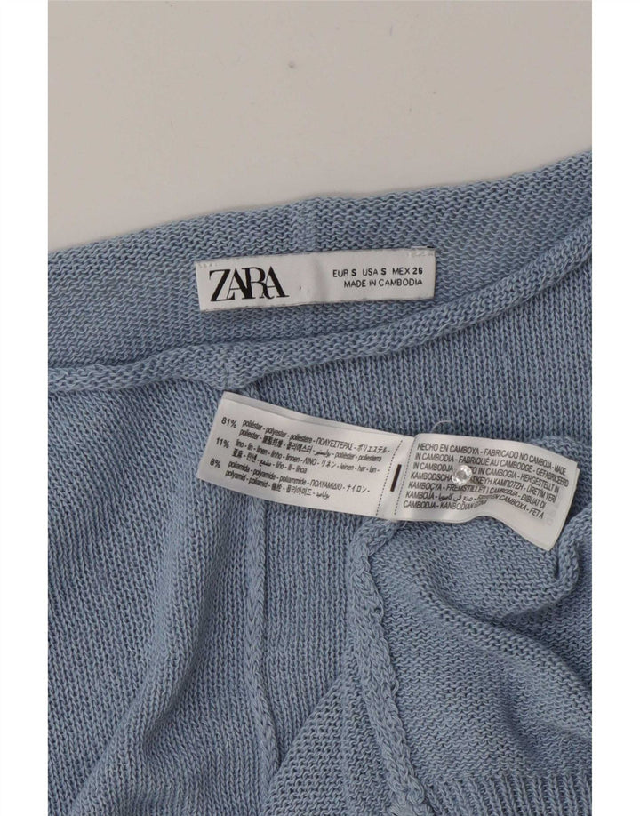 Женский свободный джемпер с вырезом «лодочка» Zara UK 10, маленький синий полиэстер