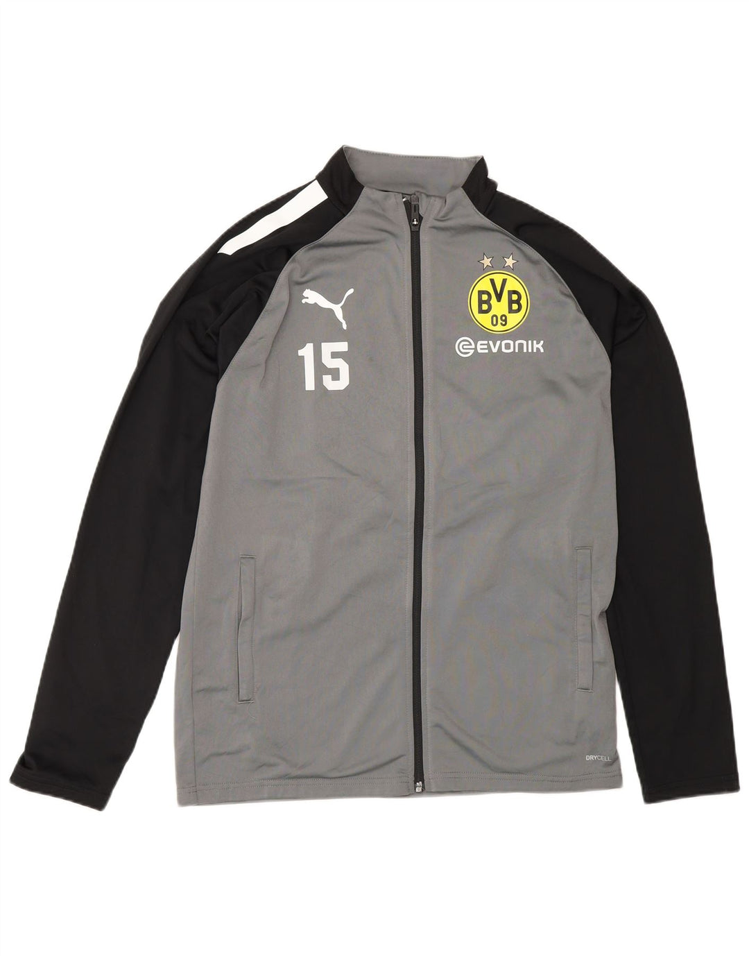 Спортивный костюм Puma для мальчиков BVB Dortmund, верхняя куртка, 15–16 лет, серая с цветными блоками