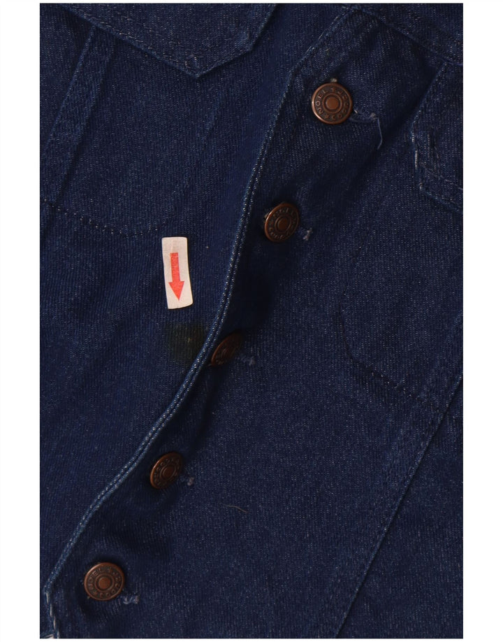 Винтажный мужской джинсовый жилет из хлопка среднего синего цвета