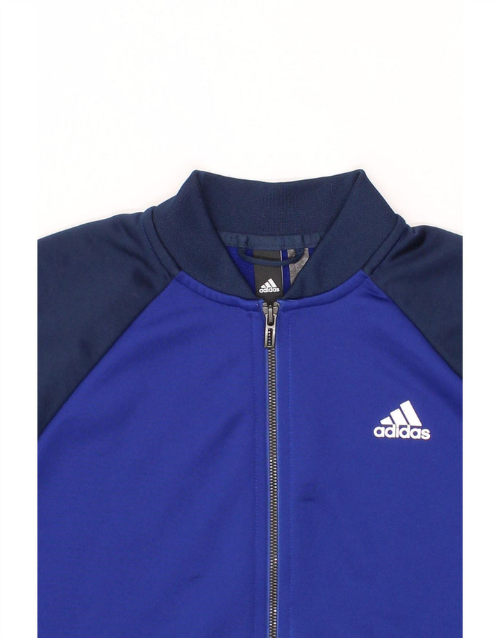 ADIDAS Mens Tracksuit Top Jacket Small Navy Blue Colourblock Vintage Adidas and Second-Hand Adidas from Messina Hembry 