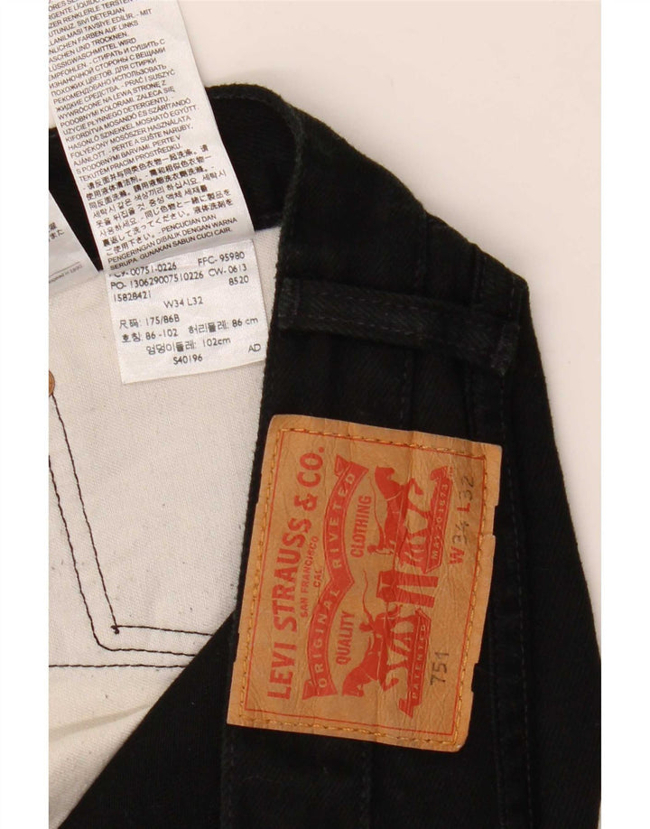 Мужские прямые джинсы Levi's 751 W34 L32, черный хлопок