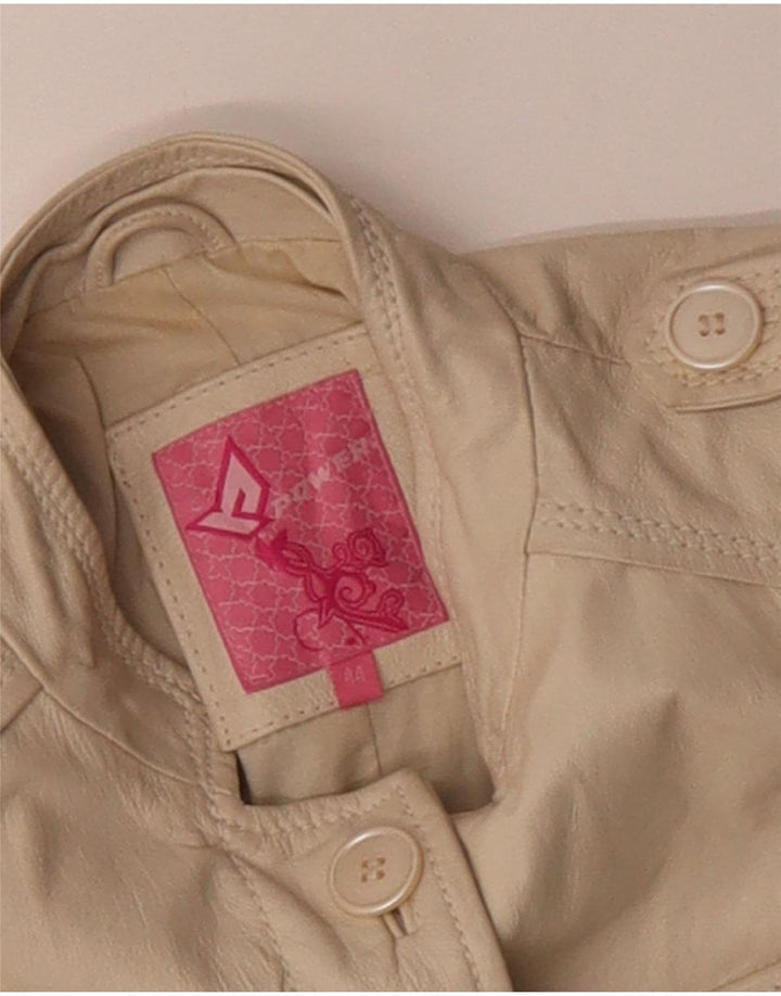 Винтажная женская кожаная куртка в стиле милитари IT 44 Medium Beige Leather