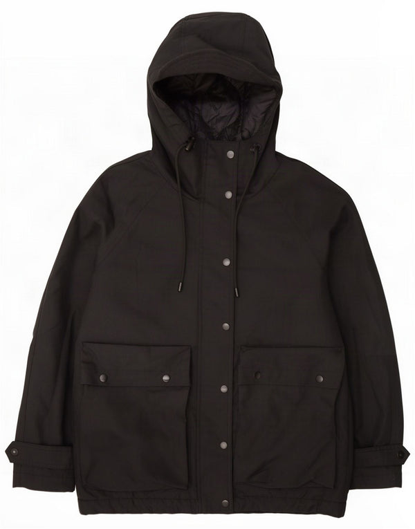 Женская парка оверсайз с капюшоном Zara UK 6 XS, черный хлопок