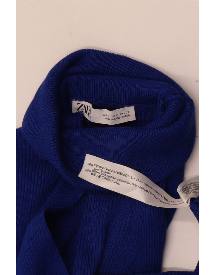 Женское платье макси с длинным рукавом Zara UK 12, средний синий, вискоза