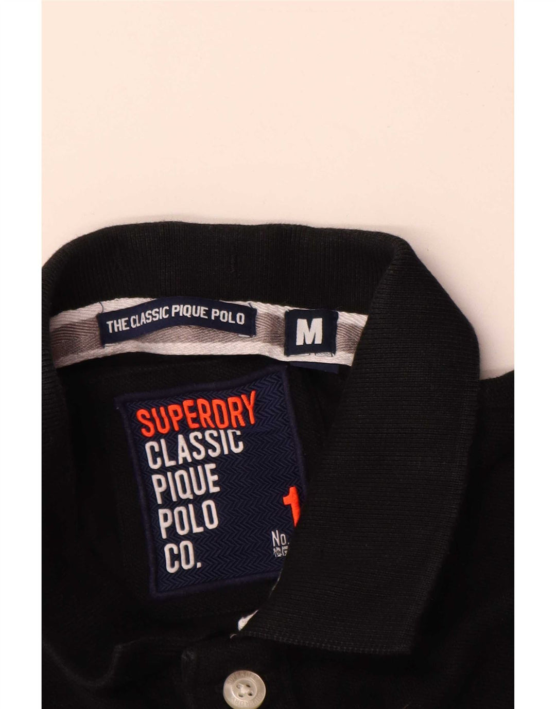 Мужская рубашка-поло классического кроя Superdry, черный хлопок среднего размера