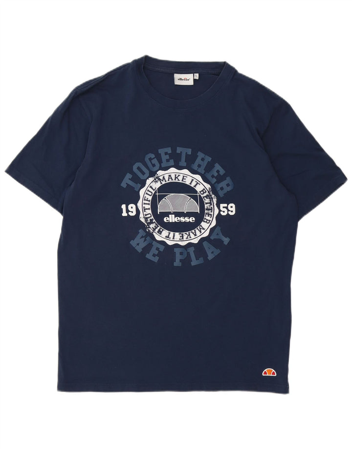 Ellesse Мужская футболка с рисунком, большой темно-синий хлопок