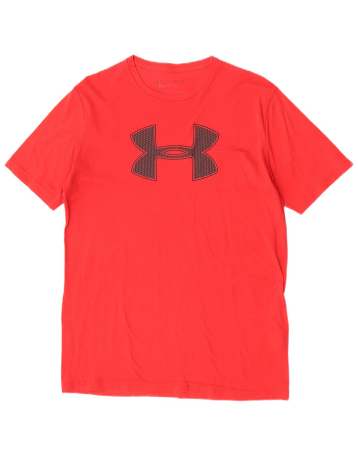 Мужская футболка с рисунком Under Armour, хлопковый топ среднего красного цвета