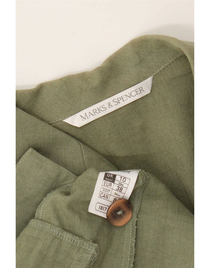 Женский пиджак с короткими рукавами Marks & Spencer UK 10, маленький, хаки