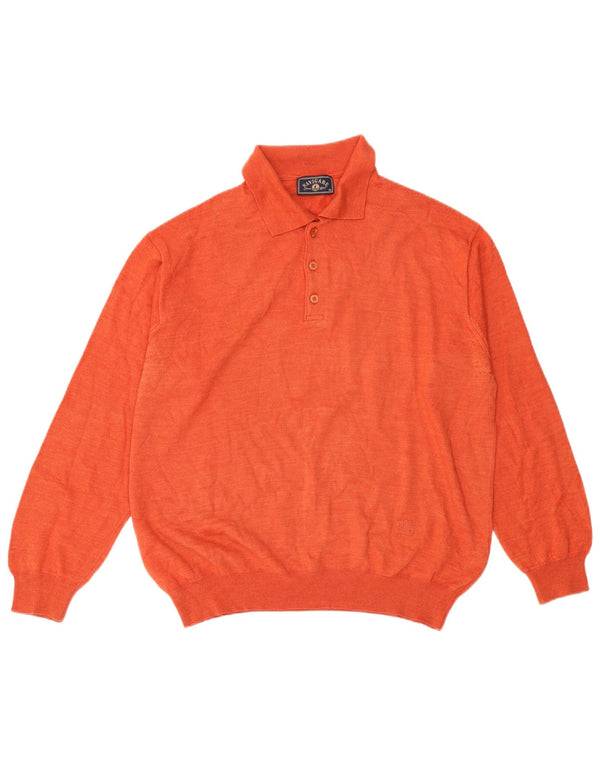 Мужской свитер Navigare с воротником-поло XL, оранжевый, шерсть