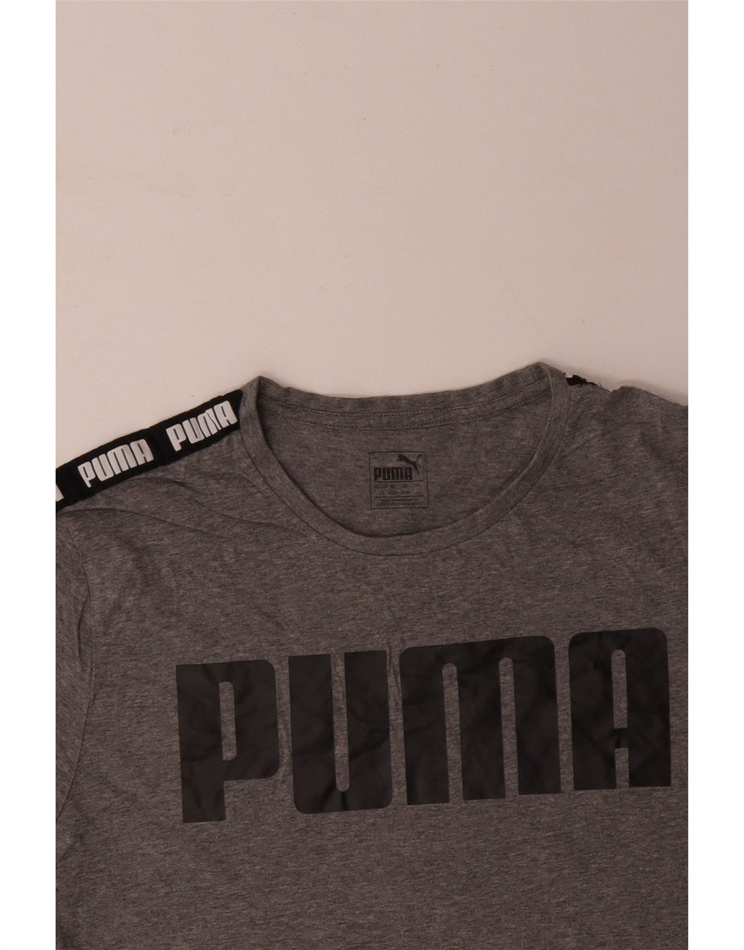 Мужская футболка с рисунком PUMA, большой серый хлопок с цветными блоками