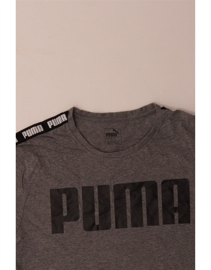 Мужская футболка с рисунком PUMA, большой серый хлопок с цветными блоками