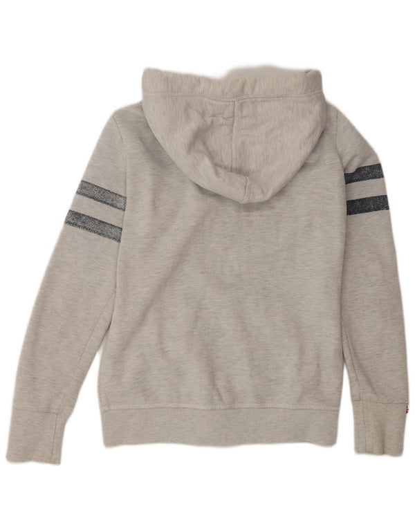 Женский свитер с капюшоном на молнии с графическим рисунком Superdry UK 14, хлопковый средний серый цвет