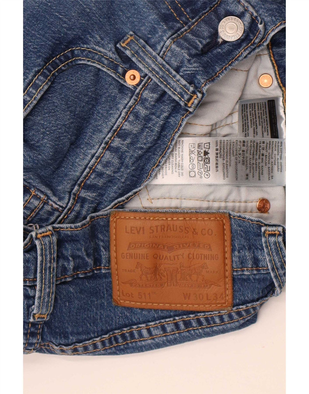 Мужские джинсы Levi's 511 Slim W30 L34 синие, хлопок