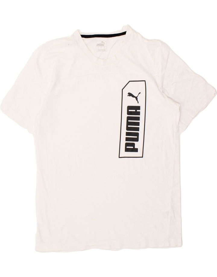 PUMA Mens Graphic T-Shirt Top Small White Cotton Vintage Puma and Second-Hand Puma from Messina Hembry 