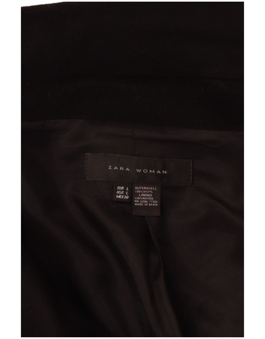 Женская двубортная куртка Zara с рукавом 3/4, Великобритания 16, большая черная шерсть