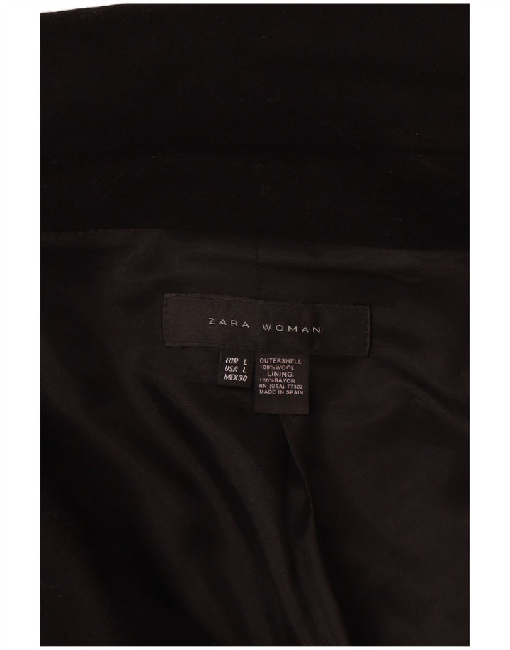 Женская двубортная куртка Zara с рукавом 3/4, Великобритания 16, большая черная шерсть