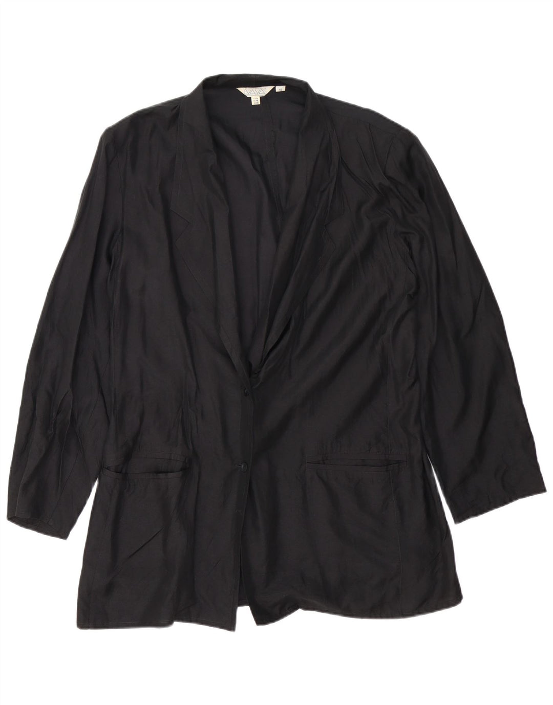 ВИНТАЖНЫЙ женский пиджак на 2 пуговицах EU 42, большой черный шелк