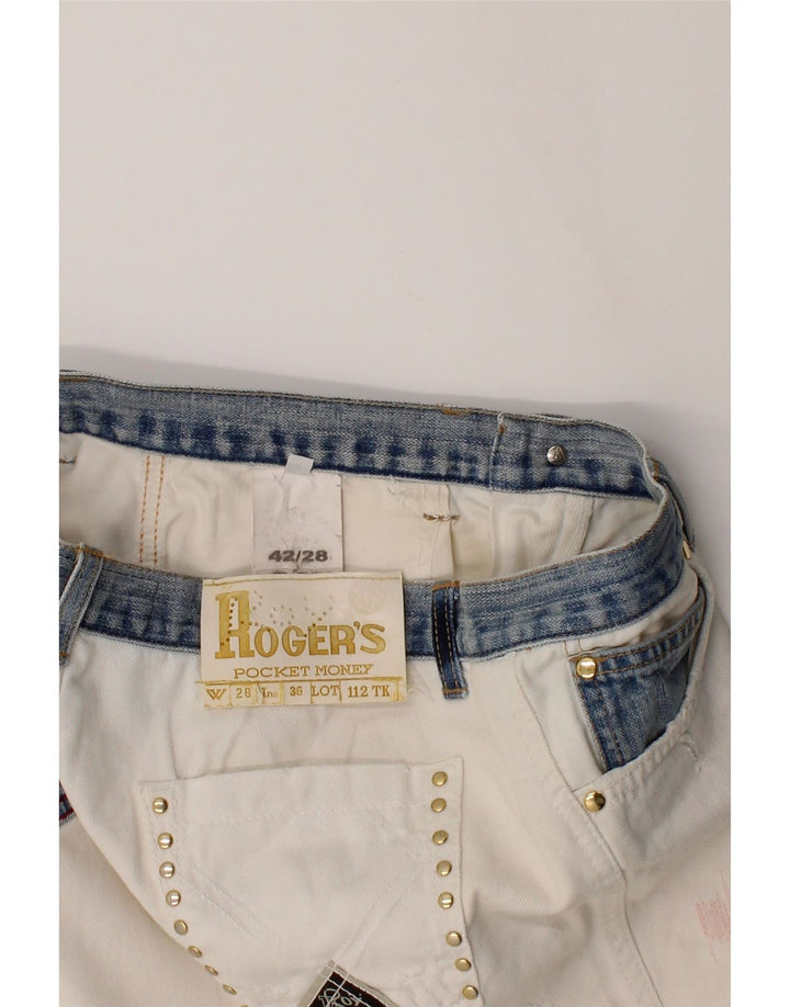 ROY ROGERS Womens Distressed Straight Jeans IT 42 Medium W28 L33 White Vintage Roy Rogers and Second-Hand Roy Rogers from Messina Hembry 
