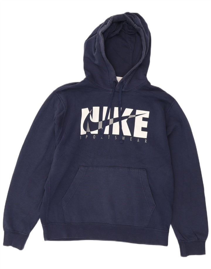 Мужской джемпер с капюшоном с графическим рисунком Nike, средний темно-синий, хлопковый