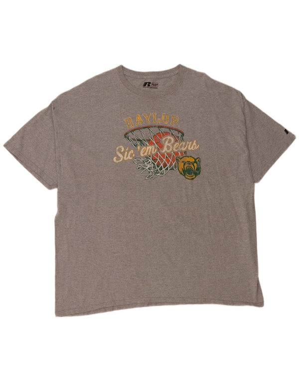 Мужская футболка с рисунком Russell Athletic Baylor Bears, топ 3XL, серый хлопок