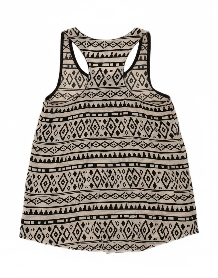 SOLANGE Womens Vest Top UK 10 Small White Geometric