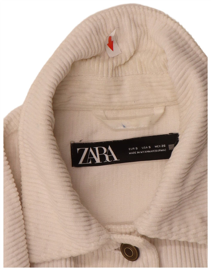 Женская вельветовая куртка оверсайз Zara UK 10, маленький размер, белый хлопок