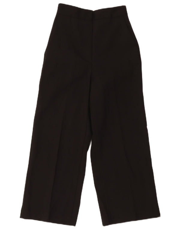 Zara Женские широкие брюки-капри с высокой талией XS W24 L22, черный полиэстер