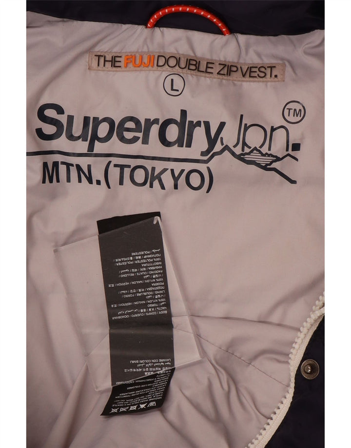SUPERDRY Женский утепленный жилет с капюшоном UK 14, большой темно-синий, полиэстер