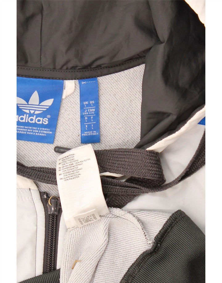 ADIDAS Мужской свитер без рукавов с капюшоном на молнии, большой серый полиэстер с цветными блоками