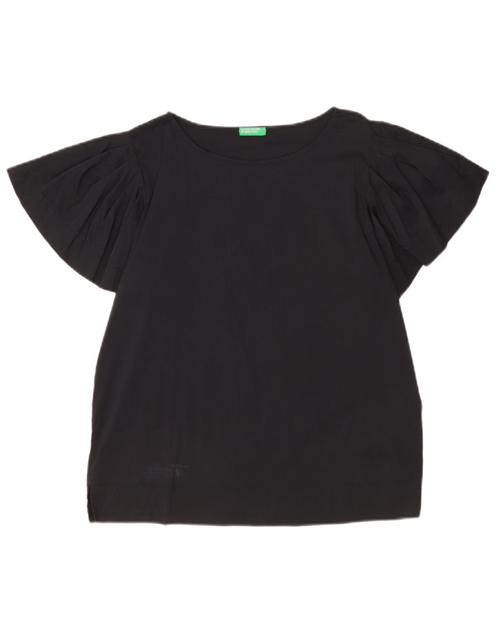 Женская блузка оверсайз Benetton Top UK 10, маленький черный хлопок