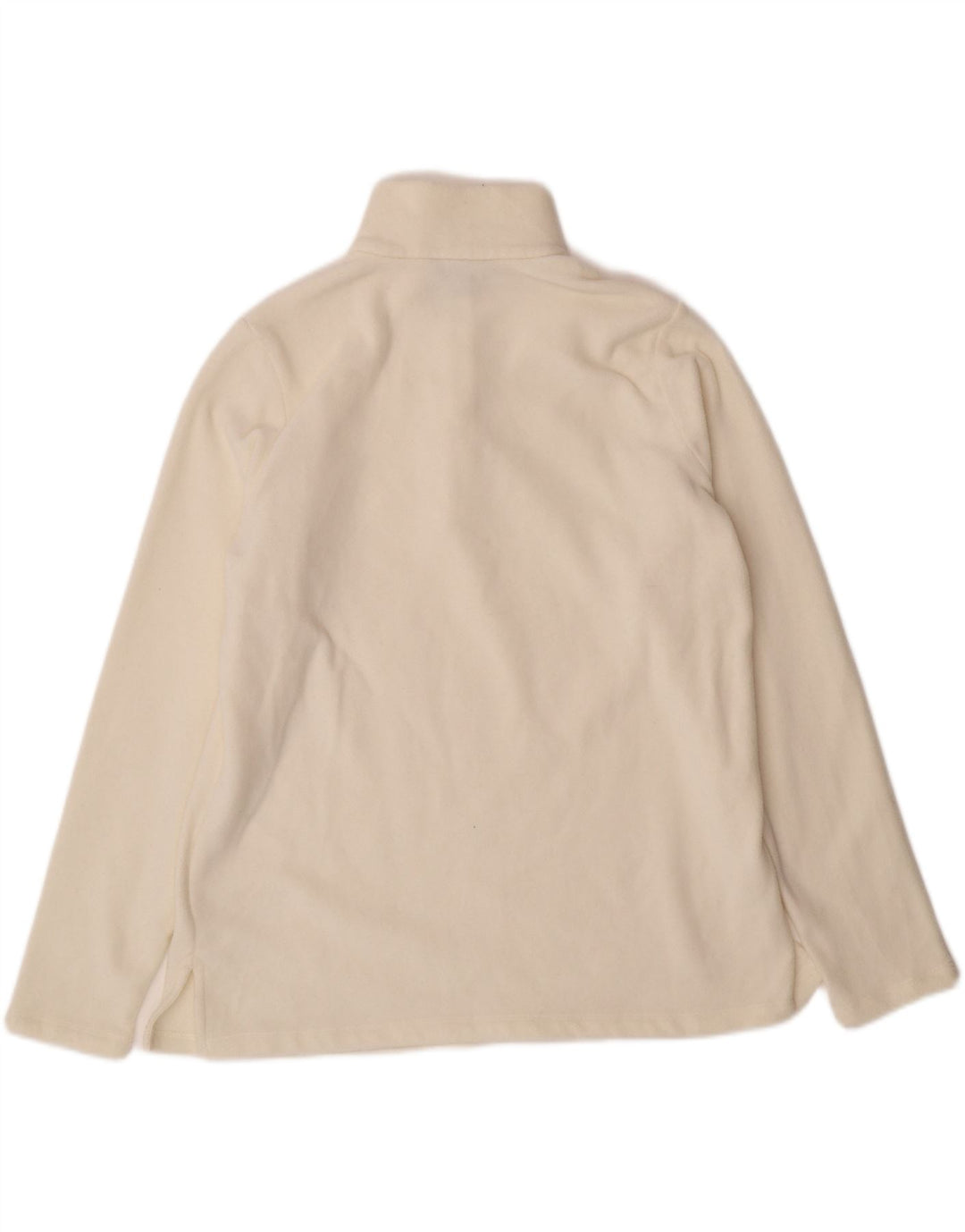 LANDS END Womens Oversized Button Neck Fleece Jumper UK 10 Small Off White Vintage Lands End and Second-Hand Lands End from Messina Hembry 