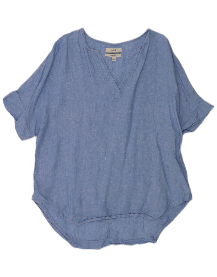 Женская удлиненная рубашка-пуловер Marks & Spencer UK 16, большая синяя