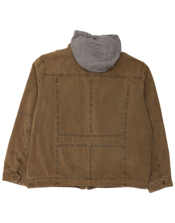 Мужская джинсовая куртка LEVI'S из шерпы с капюшоном в стиле милитари UK 42 XL, хлопок цвета хаки
