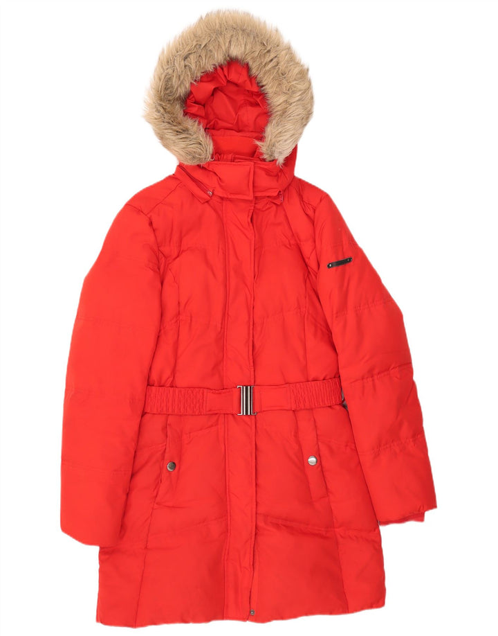 Женское стеганое пальто с капюшоном Esprit UK 10, маленькое красное, полиэстер