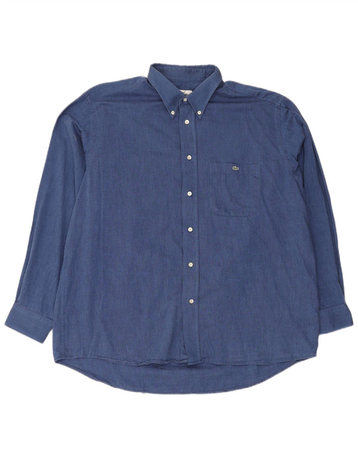 Мужская рубашка Lacoste, размер 43 XL, синяя, хлопок