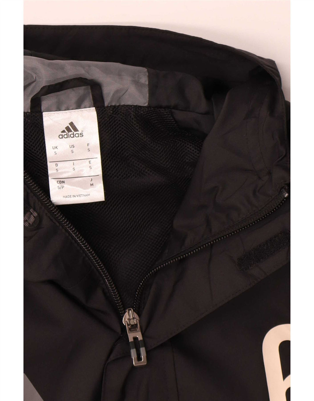 Мужская дождевик Adidas с графическим капюшоном UK 36, маленький черный полиэстер