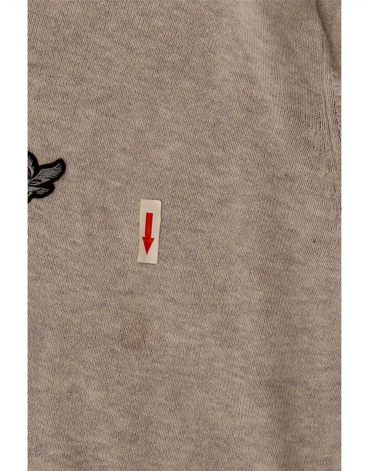 Мужской джемпер с v-образным вырезом Lyle & Scott Heritage, большой серый хлопковый свитер