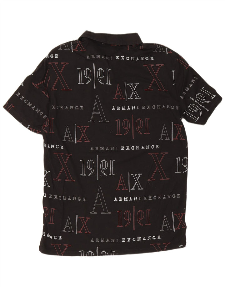 Мужская рубашка-поло с рисунком Armani Exchange, маленькая черная, хлопковая