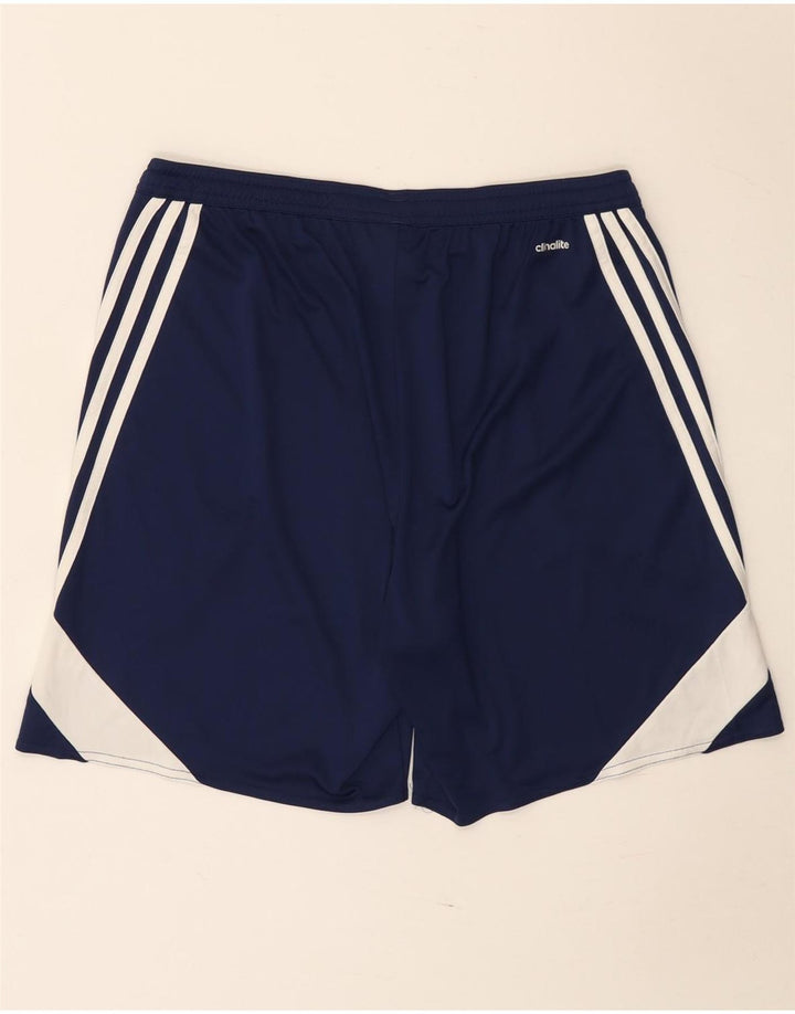 Мужские спортивные шорты Adidas Climalite, большие темно-синие, полиэстер с цветными блоками