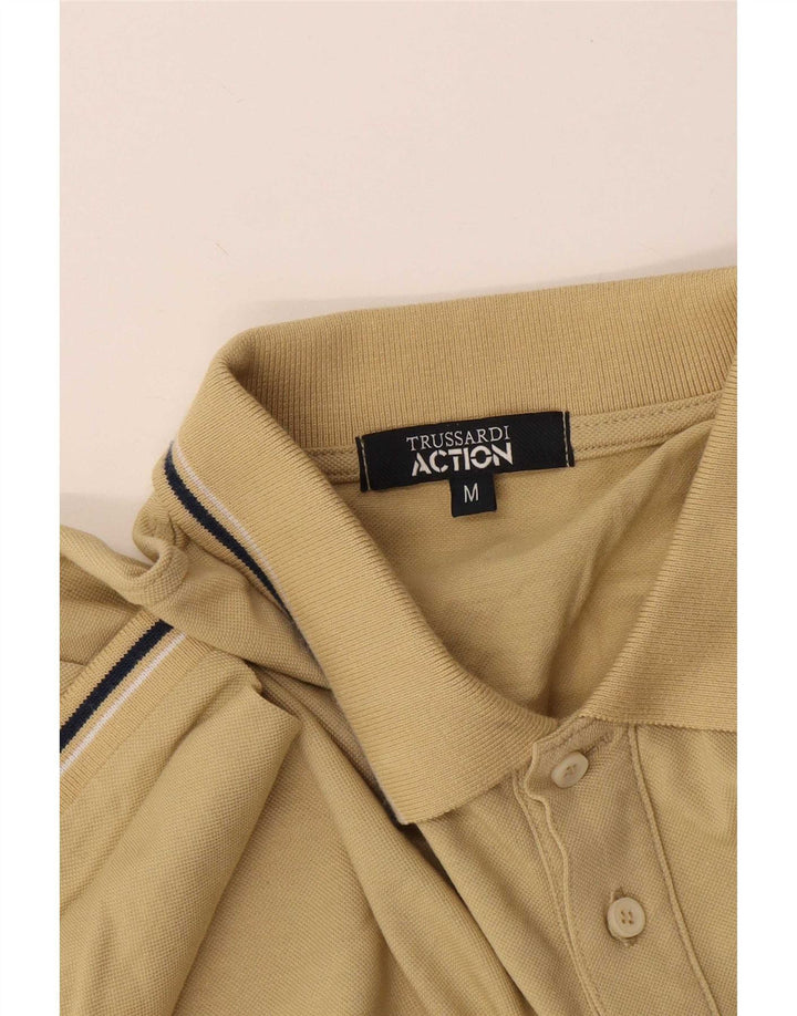 Мужская рубашка-поло Trussardi в бежевую полоску среднего размера