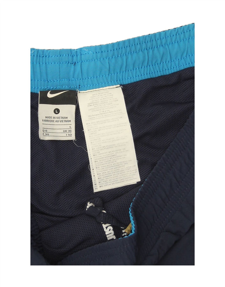 NIKE Mens Sport Shorts Large Navy Blue Colourblock Polyester