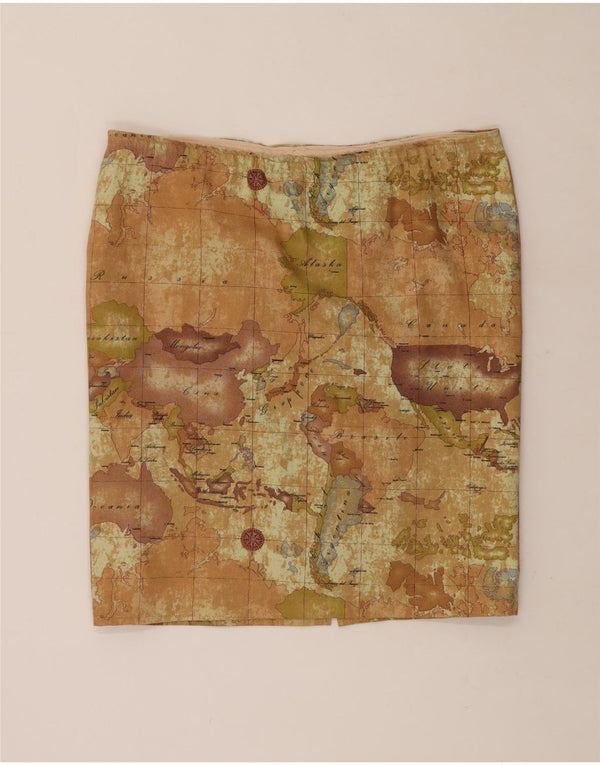 ВИНТАЖНАЯ женская юбка-карандаш с абстрактным узором и графическим рисунком W38 XL, бежевая