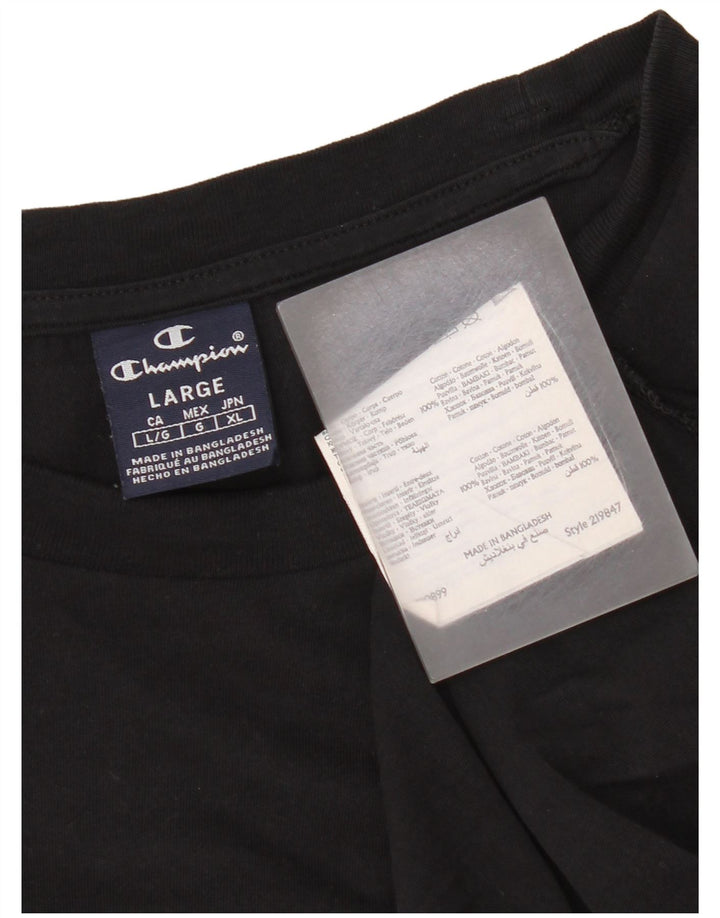 Мужская футболка с рисунком Champion, большая черная хлопковая футболка